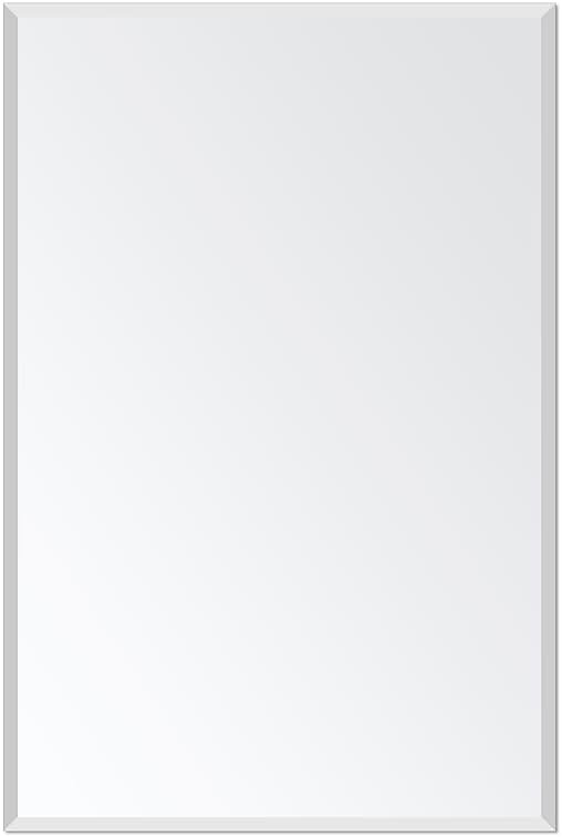 Frameless Bathroom Mirror for Wall, Rectangle Beveled Edge Mirror for Over Sink, Tempered Glass, Shatterproof, Hangs Horizontally or Vertically for Living Room, Entryway, Restroom, 24" x 16" - Product Image