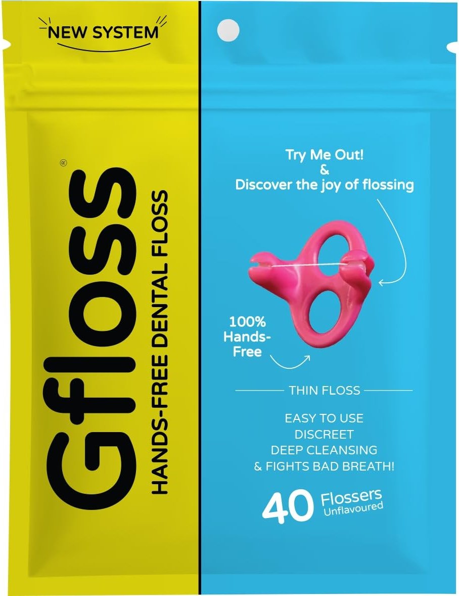 Gfloss Hands-Free Dental Floss - 40 Count - Easy to Use & Discreet Flossers for Adults | Travel Floss | Thin Soft Floss | Unwaxed Unflavored | PFAS-Free Oral Care - Product Image