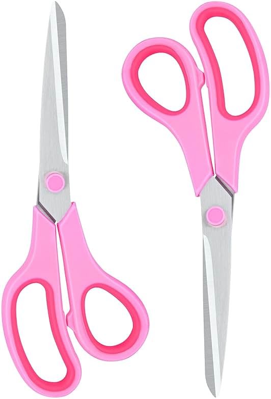 Scissors for Office Home School Craft Sewing Fabric Supplies(Pink), 8 Inch - Product Image