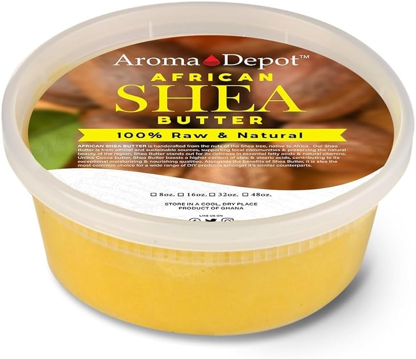 Raw African Shea Butter 8 oz Yellow/Gold Grade A 100% Pure Natural Unrefined Fresh Moisturizing, Ideal for Dry and Cracked Skin. It can be used in Body, Hair and Face. - Product Image