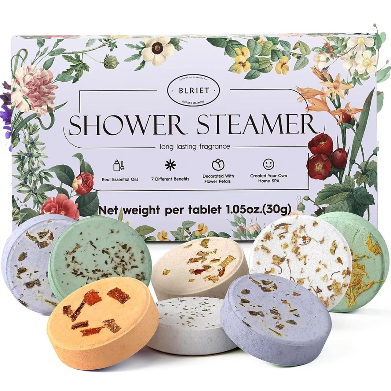 Shower Steamers Aromatherapy Blriet Gifts for Women, Teen Girls, Wife, Her, Mom, Father Days, Daughter, Grandma Basket Stuffers Birthday Gifts Decoration Travel Essentials Self Care Home Spa 8 Pack - Product Image