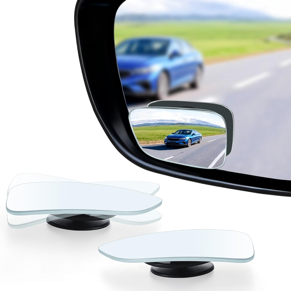 LivTee Blind Spot Car Mirror, HD Glass Frameless Convex Side Mirror Blindspot, Wide Angle Rear View Mirrors for SUVs, Trucks and RVs - Car Accessories - Product Image