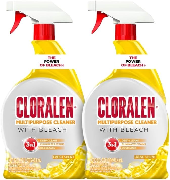 Cloralen All Purpose Cleaner with Bleach Spray - (2 Pack) 32 fl oz - Fresh Scent - 3-in-1 Multipurpose Cleaner Spray - Deep Cleans, Eliminates Stains & Degreases - Product Image