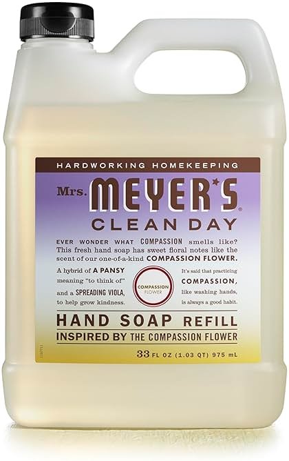 MRS. MEYER'S CLEAN DAY Hand Soap Refill, Compassion Flower Scent, 33 Fl Oz Bottle - Product Image