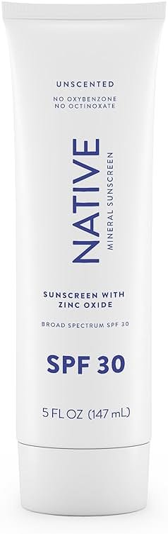 Native Sunscreen SPF 30, Zinc Oxide Dermatologist Tested Suitable for Sensitive Skin & Hawaii Compliant, 5 Ounces | Unscented Sun Protection Lotion, Lightweight & Smooth - Product Image