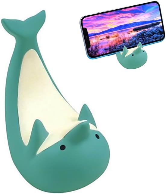 Cyrank Cell Phone Stand, Cute Dolphin Phone Holder Smartphone Stand Smartphone Holder for Desk Office Home Decor Accessories Desk Ornament Small Desk Phone Stand Mount for All Phones Tablets, Green - Product Image