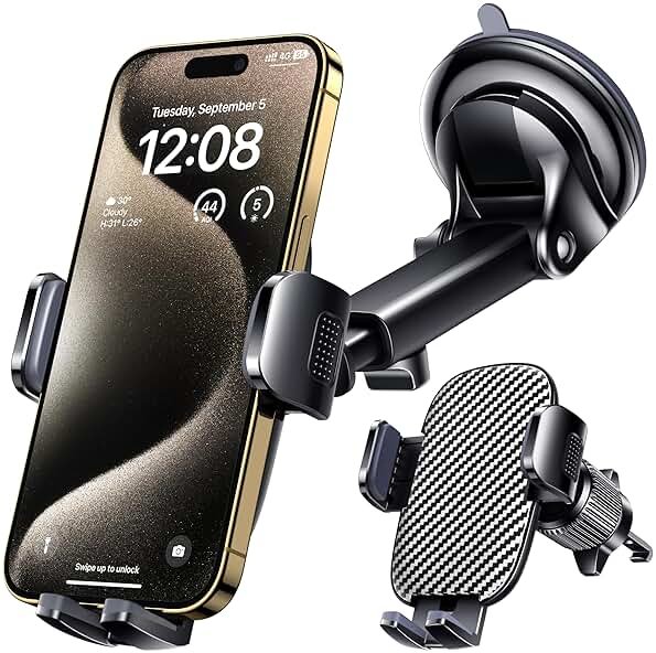 Qifutan Car Phone Holder Mount Phone Mount for Car Windshield Dashboard Air Vent Universal Hands Free Automobile Cell Phone Holder Fit for iPhone Smartphone Camera Mounts - Product Image