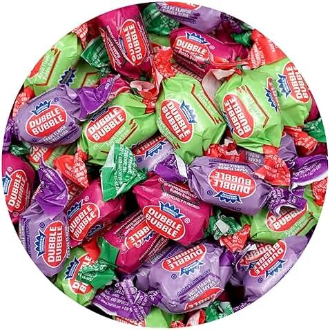 Dubble Assorted Fruit Flavored Bubble Gum - 2 Pound Bulk Bag (Approx. 140 Pieces) - Individually Wrapped Gum - The Hampton Popcorn & Candy Company (Assorted Fruit Flavored - Multi Colored) - Product Image