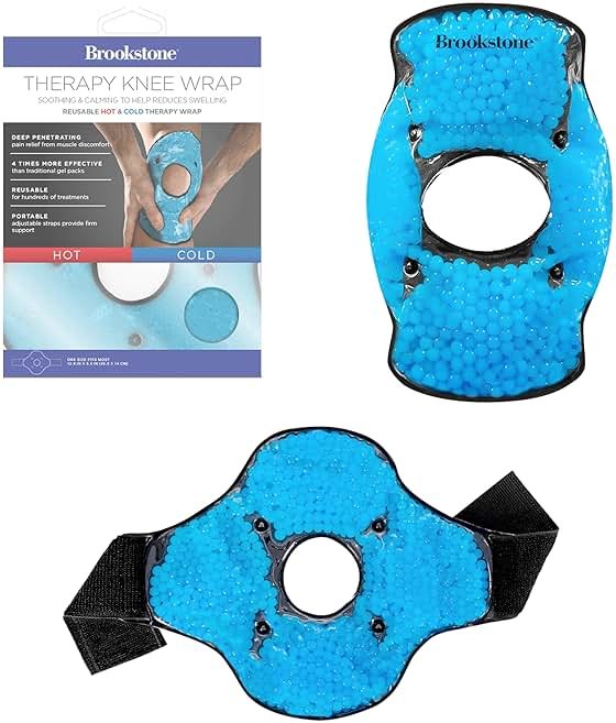 Brookstone Knee Ice Pack Wrap with Silica Beads - Hot & Cold Therapy for Pain Relief - Reusable Ice Packs for Knees for Swelling, Injuries & Post-Surgery Recovery, Ideal Mothers Day Gift, Azure Blue - Product Image