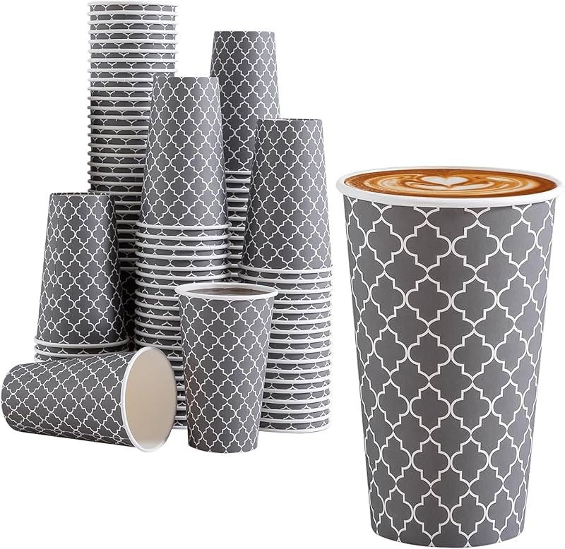 Lamosi Coffee Cups 16 oz 180 Pack, Disposable Coffee Cups, Disposable Cup,16 oz Hot Cup, Paper Insulated Cup for Cold Hot Drinks (No Lids) - Product Image