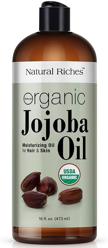 Jojoba Oil 16 Fl Oz - Moisturizing Oil for Face, Hair, Skin & Nails | Hexan Free and Cold Pressed Carrier Oil - Natural Riches - Product Image