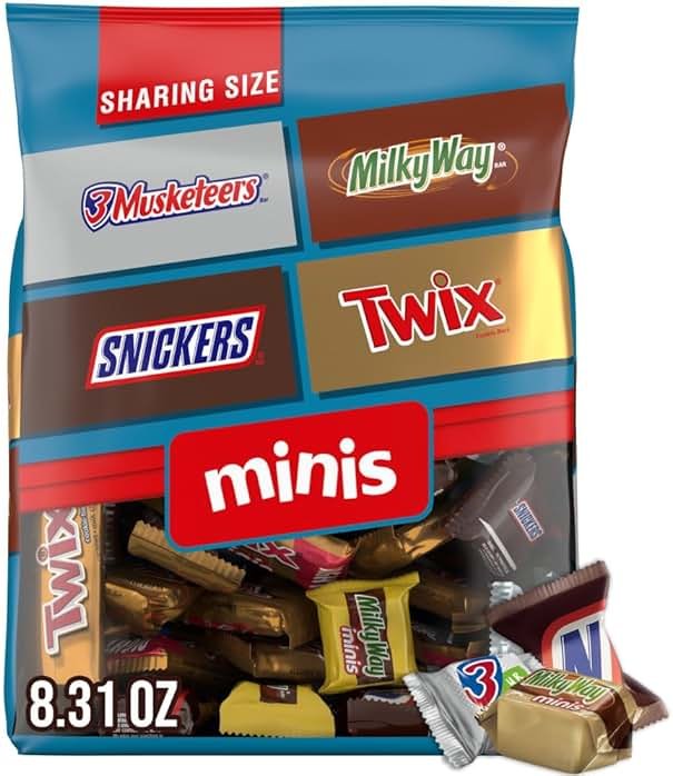 SNICKERS, TWIX, MILKY WAY and 3 MUSKETEERS Soccer Watch Party Candy Individually Wrapped Chocolate Candy Bars Football Variety Pack, Sharing Size, 8.31 Oz Bulk Bag - Product Image