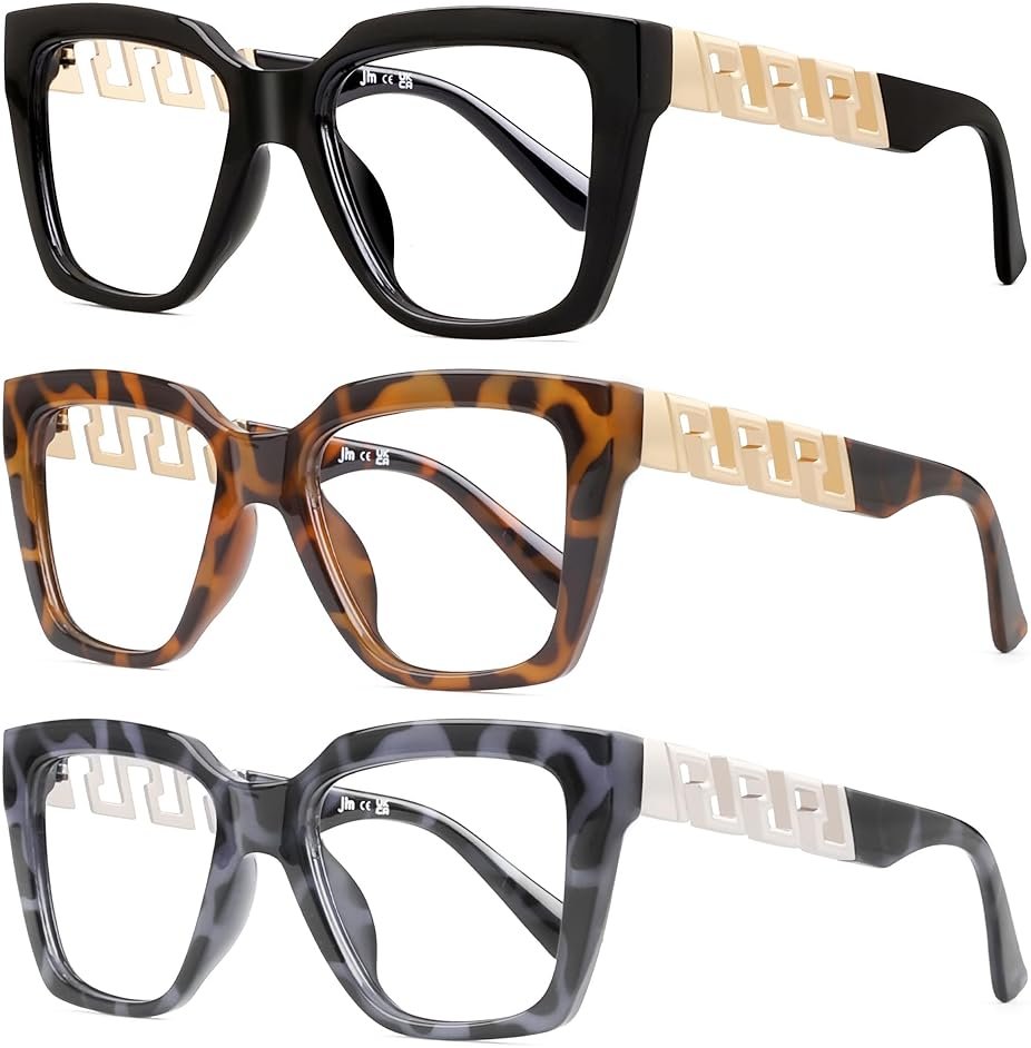 JM 3 Pack Reading Glasses for Women, Oversized Fashion Blue Light Blocking Computer Readers - Product Image