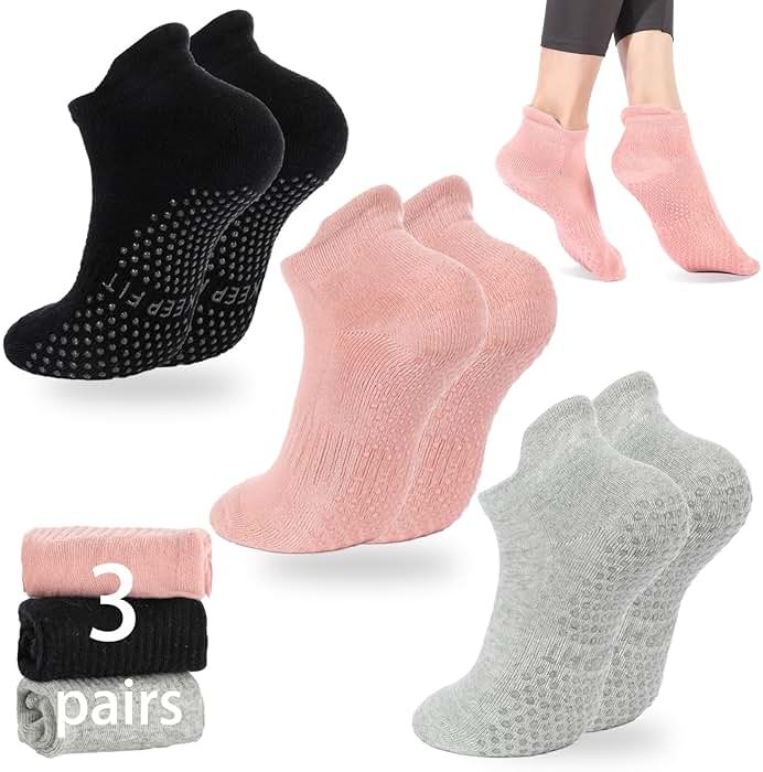 loudashuaiqi Grip Pilates Socks Non Slip Athletic Yoga Socks with Grips for Women Grippy socks for Hospital Workout Barre - Product Image