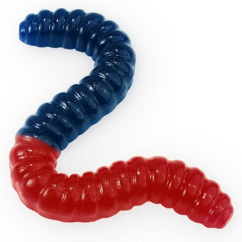 Giant Gummy Worm - Large 2 Pound Gummy Candy with Big Fruity Flavor from GGB Candies (Cherry/Blue Raspberry) - Product Image