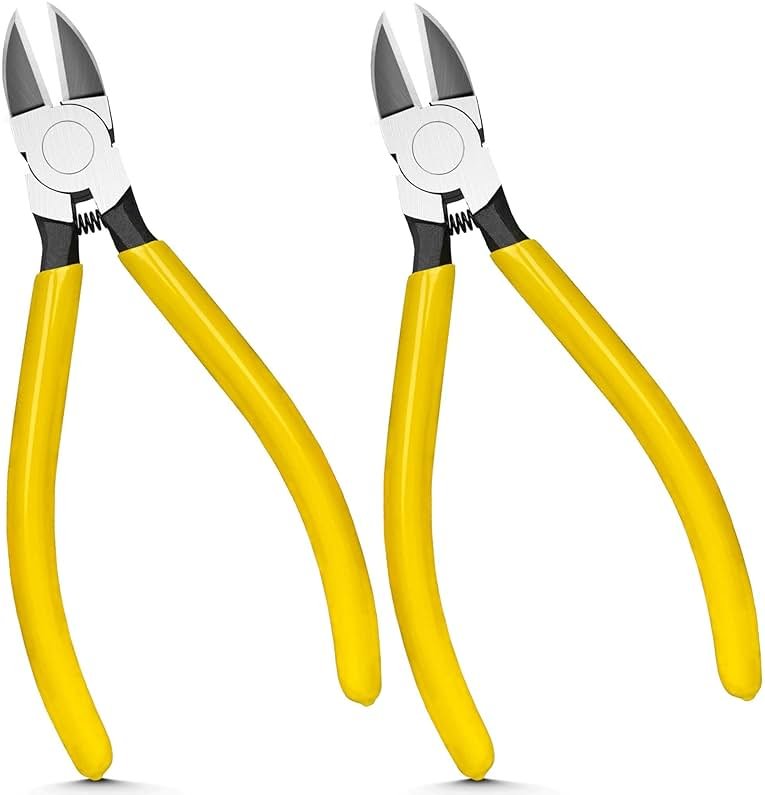 Hanpex 6in. Wire Cutters Set, Ultra Sharp Small Side Cutter Clippers with Spring Loaded, Flush Cutting Pliers, Diagonal Cutting Plier for Jewelry Making, Crafting, Electrical, 2 Pack - Product Image
