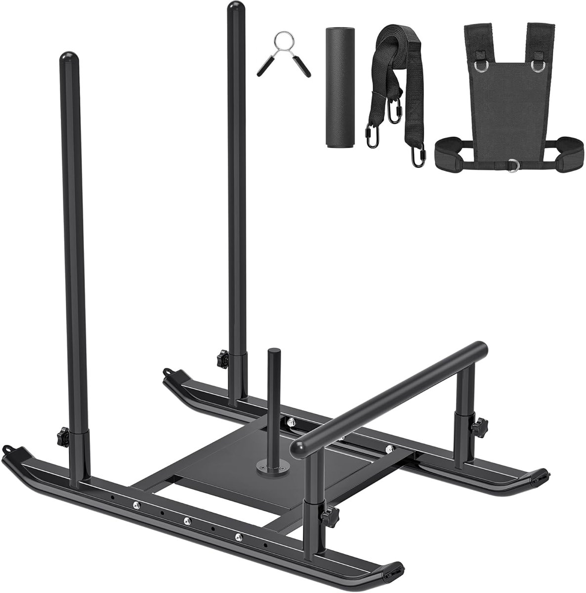 Dolibest Weight Sled, Fitness Sled, Workout Sled for Fitness Strength Training and Speed Improvement, Push-Pull Prowler Training, Suitable for 1-2" Weight Plates, Black - Product Image
