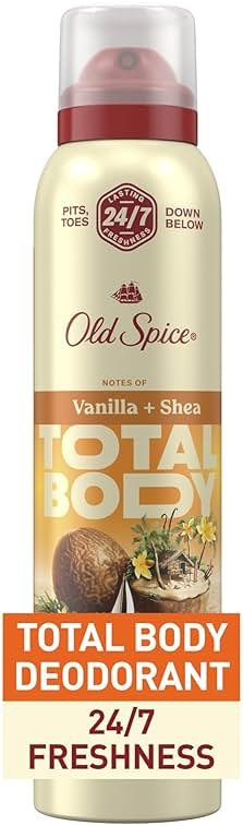 Old Spice Whole Body Deodorant Spray for Men, Aluminum Free, 24/7 Odor Protection, Dermatologist Tested, Gentle on Skin, Safe for Chest, Thighs, Feet, Whole Body Use, Vanilla + Shea Scent, 3.5 oz - Product Image