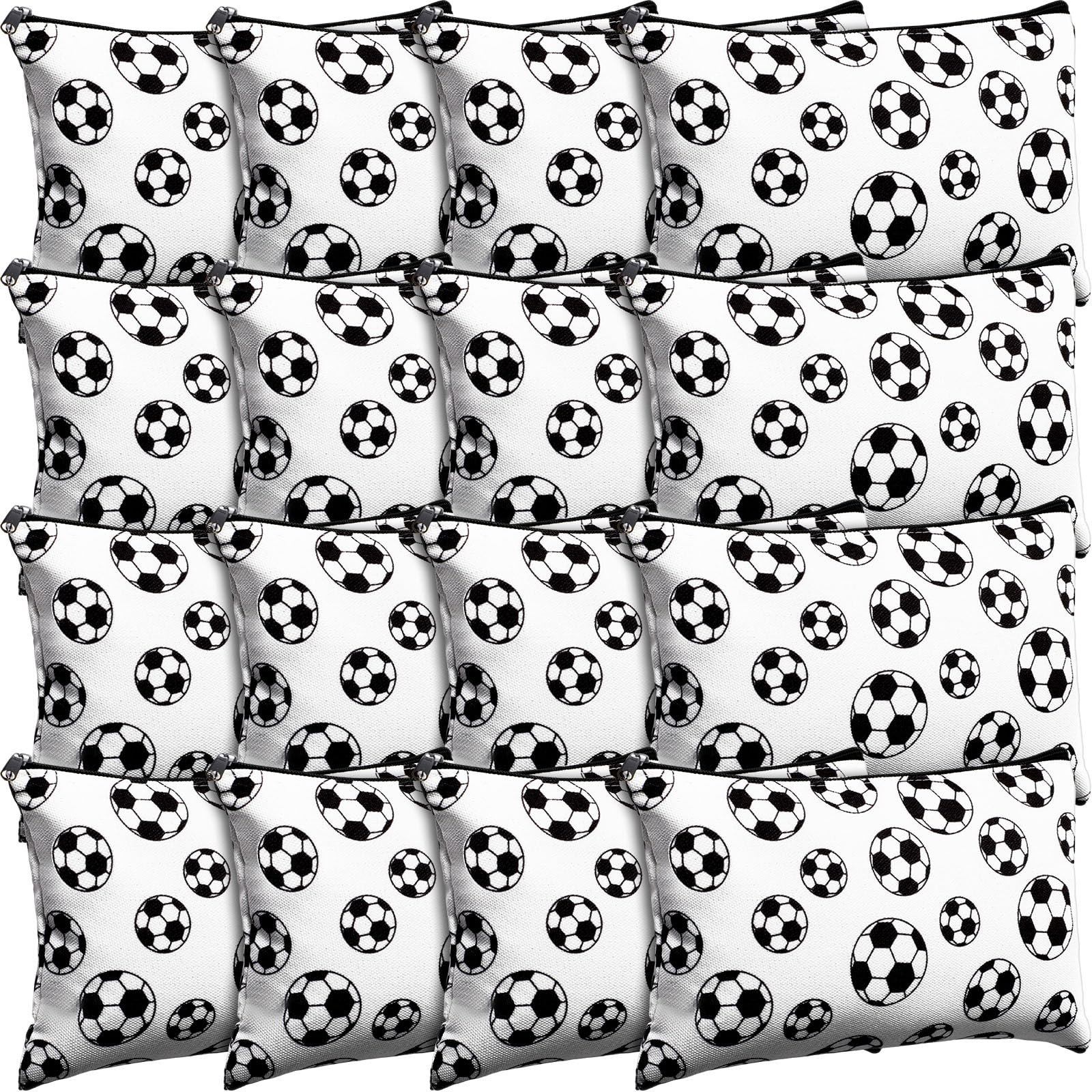 Eccliy 20 Pcs Soccer Makeup Bags Bulk Sport Team Gifts Soccer Cosmetic Bag Accessories for Women Toiletry Zipper Pouch Travel Canvas Gifts Stuff for Party Team Players Lover - Product Image