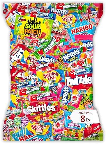 Bulk Candy Variety Pack - 8 lb Candy - Bulk Individually Wrapped - Candies - Trick Or Treat Candies - Piñata Filler Stuffers - Pinata Stuffers - Party Favors - Father's Day - Product Image