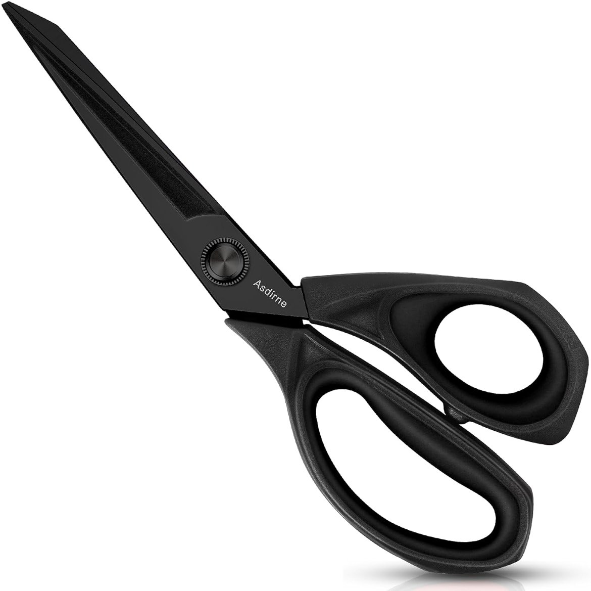 Asdirne Black Titanium Fabric Scissors, Dressmaking Scissors with Heavy Duty Multi-Purpose Titanium Coated Blades and Comfortable Soft Grip Handles, Black, 25CM - Product Image