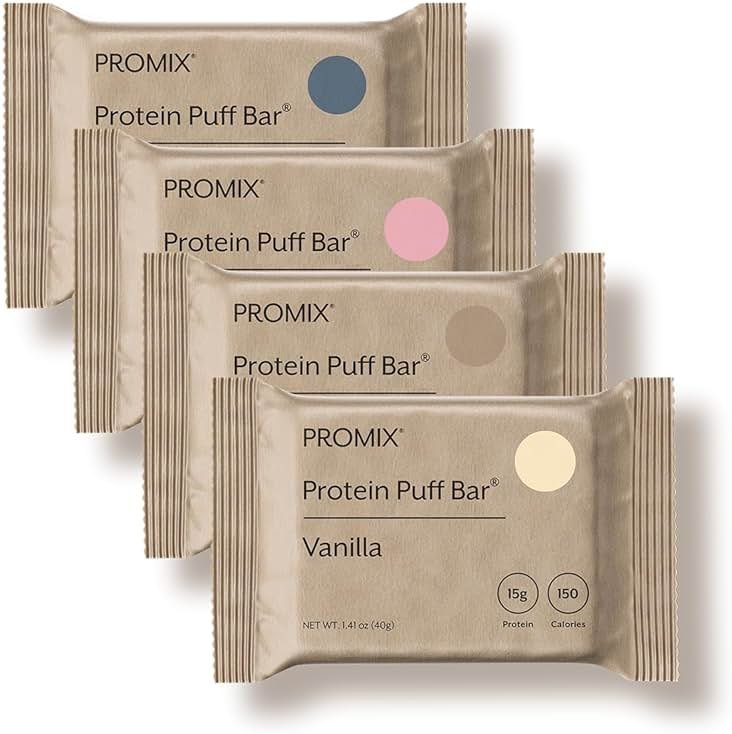 ProMix Nutrition Protein Puff Bars - Variety Pack - Vanilla, Chocolate, Strawberry, Blueberry - Marshmallow Crispy Treat - High Protein & Low Calorie - 12 Bars - Product Image