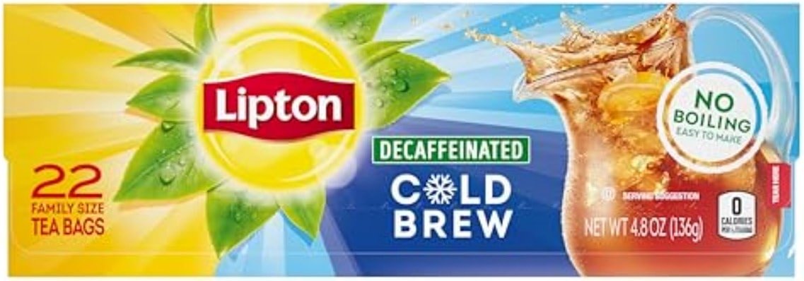 Lipton Decaf Cold Brew Iced Tea Bags, Family Size Zero Calories, Easy-To-Make with no boiling needed, 22 Total Tea Bags - Product Image