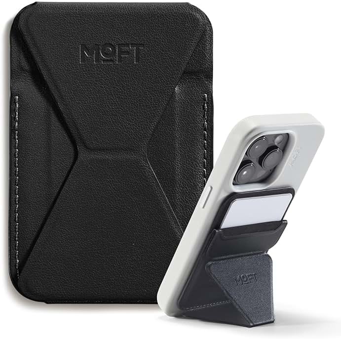 MOFT Magnetic Wallet Stand Compatible with iPhone 17/16/15/14/13/12 Series, Angle Adjustment & Magsafe Compatible MOVAS Phone Stand,Jet Black - Product Image
