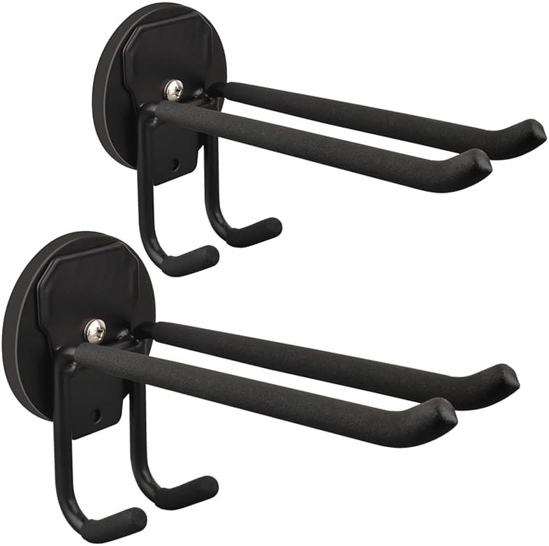 ULIBERMAGNET Double Layer Magnetic Hooks,Heavy Duty Magnetic Storage Hooks for Garden Tools,Shovel,Rope,Cable,Hose,Power Tool Organizer for Garages,Gardens,Workshop (2PACK/3.46INCH) - Product Image