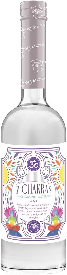 SOUL STICKS Cleansing Water 7.5 oz. Bottle for Clearing Negative Energy and Purifying Home Spiritual Florida Water Area Deodorizer (7 Chakras) - Product Image