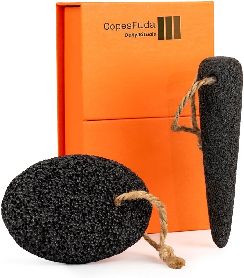 CopesFuda Natural Volcanic Pumice Stone for Feet & Hands. Foot Scrubber for Dead Skin Remover & Deep Cleansing, Cone Shape Stone for Hard-to-Reach Areas Corn Removal, 2 Pcs, Ready-to-Gift Design - Product Image