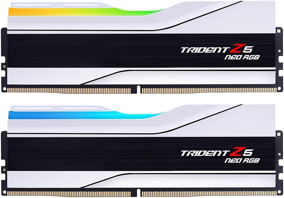G.SKILL Trident Z5 Neo RGB Series DDR5 RAM (AMD EXPO) 32GB (2x16GB) 6000MT/s CL30-36-36-96 1.35V Desktop Computer Memory U-DIMM - Matte White (F5-6000J3036F16GX2-TZ5NRW) - Product Image