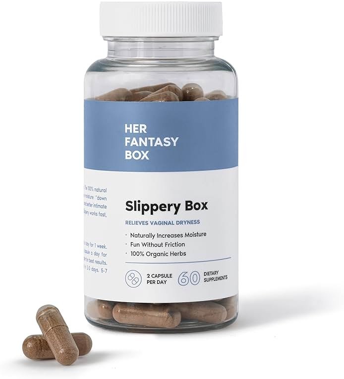 Her Fantasy Box | Slippery Box | Fast-Acting Slippery Elm Capsules for Feminine Wellness & Intimate Moisture Support – 60 Vegan Capsules - Product Image