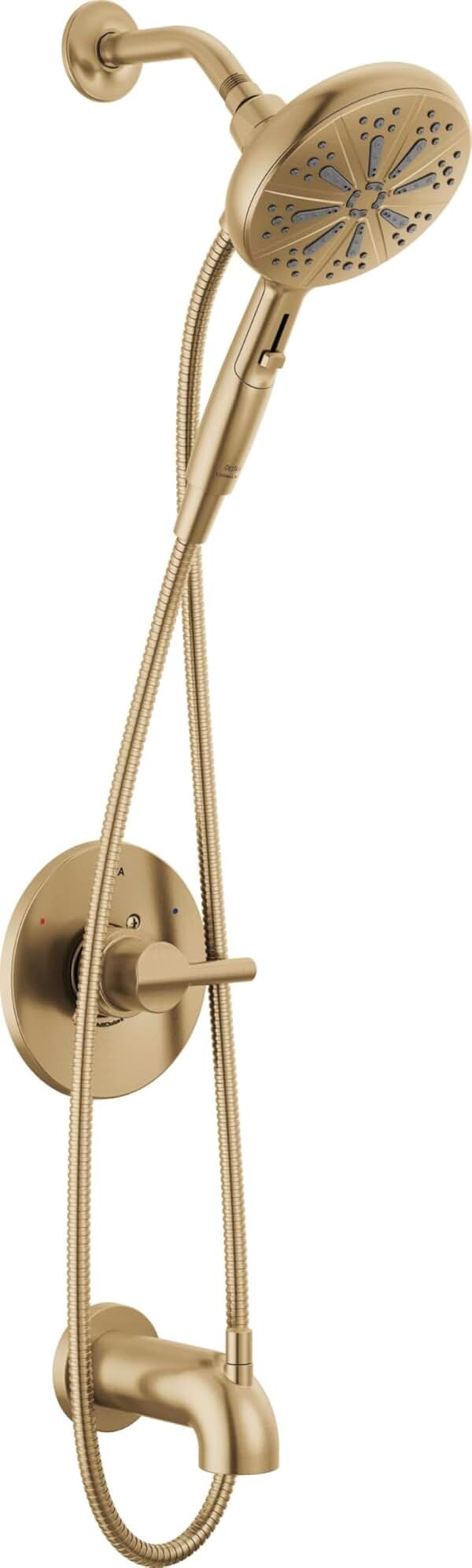 Delta Nicoli 14 Series Brushed Gold Bathtub Shower Faucet Set with Handheld Shower Head, Valve Trim Kit, Champagne Bronze 144749-CZ-HS (Valve Included) - Product Image