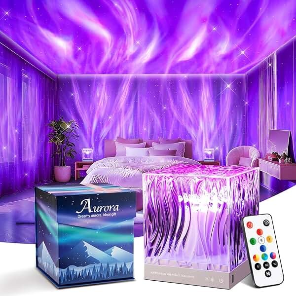 One Fire Teenager Girl Gift Ideas Northern Lights Projector,18 Colors Aurora Light Projector,Dimmable Aurora Projector Mood Lighting for Bedroom Lights,Remote Galaxy Light Projector Purple Lamp - Product Image
