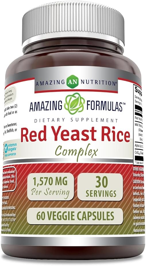 Amazing Formulas Red Yeast Rice Complex with CoQ10, Alpha Lipoic Acid & Milk Thistle Supplement |1570 Mg | 60 Veggie Capsules | Non-GMO | Gluten Free | Made in USA - Product Image