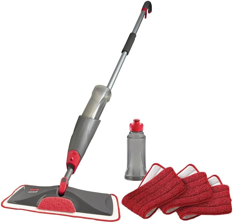 Rubbermaid Reveal Spray Mop Floor Cleaning Kit, 3 Reusable Microfiber Wet Pads, 1 Refillable Bottle, Cordless, Multi-Surface Mopping for All Home/Bathroom/Office Floors - Product Image
