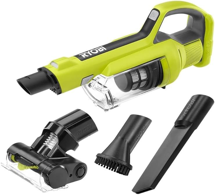 RYOBI ONE+ 18V Cordless Hand Vacuum with Powered Brush (Tool Only) Black Green (PCL700B) (Renewed) - Product Image
