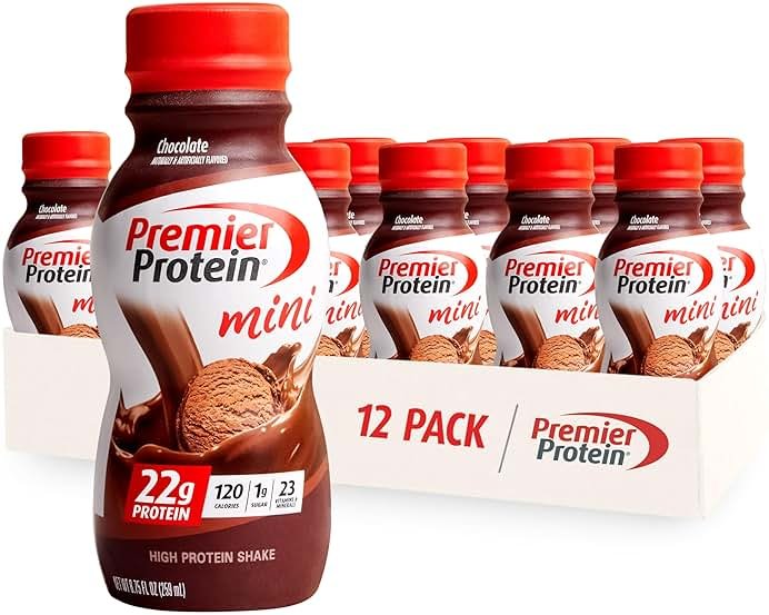 Premier Protein Shake MINIs, Chocolate, 22g Protein, 120 Calories, No Added Sugar, 8.75 fl oz, 12 Pack - Product Image