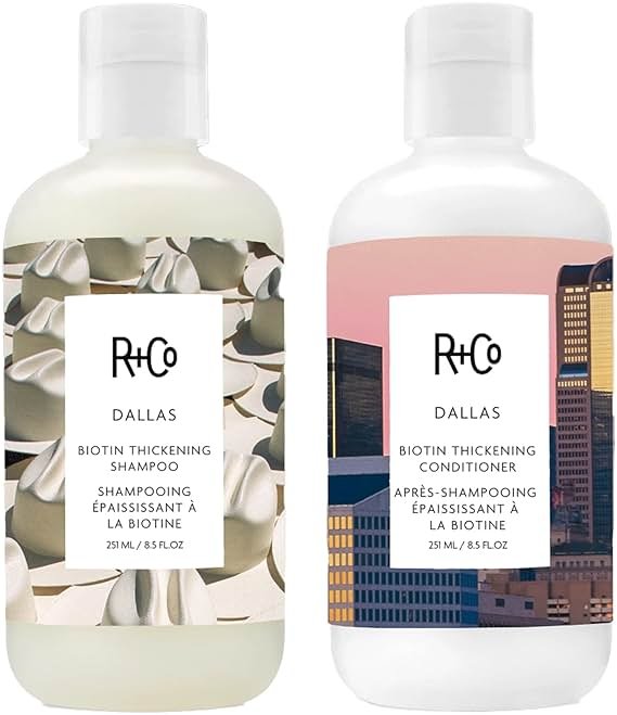 R+Co Dallas Biotin Thickening Shampoo and Conditioner Set– Volumizing Formula for Fine, Thin Hair – Adds Strength, Body & Fullness – Sulfate-Free, Vegan & Cruelty-Free – 8.5 oz 2PK+ Sample - Product Image