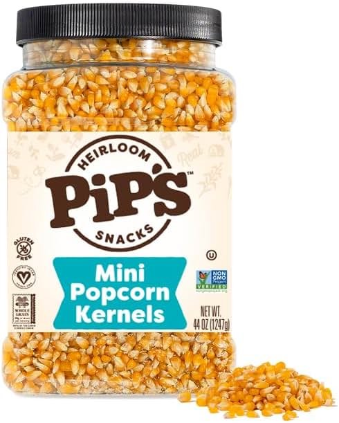 Pip's Heirloom Snack Mini Popcorn Kernels – 44 oz Jar | Non-GMO, Vegan, Gluten Free Snacks, Healthy Unpopped Popcorn - Product Image
