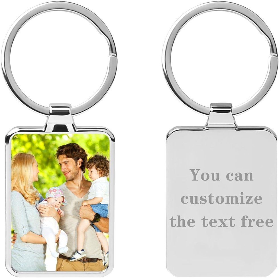 HYPERFOLD Double Side Custom Keychain with Picture Personalized Engraving Photo Text Customized Gifts for Men Women - Product Image