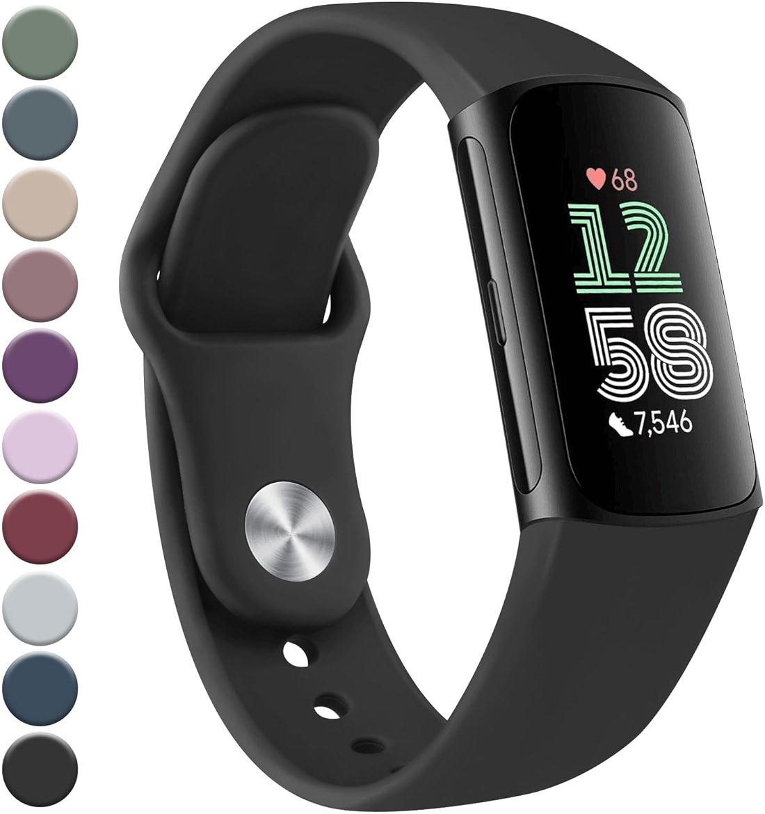 Meliya Band Compatible with Fitbit Charge 6 Bands/Fitbit Charge 5 Bands Women Men, Soft Silicone Adjustable Waterproof Sport Replacement Wristbands Strap for Fitbit Charge 6/Charge 5 Fitness Tracker - Product Image