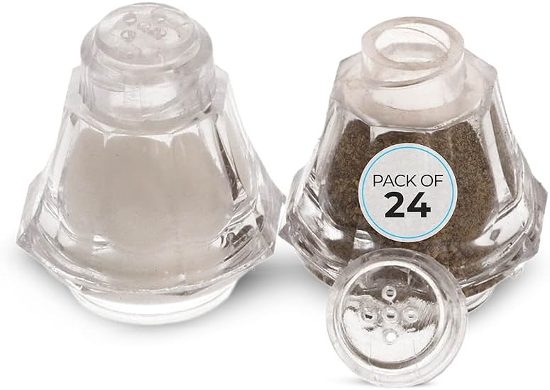 Crafts Central Plastic Mini Salt and Pepper Shakers For Party’s, Restaurants and Wedding’s - 24 Pcs (Clear) - Product Image