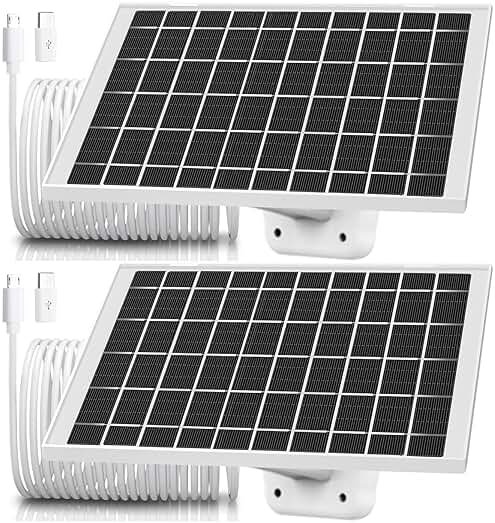 2 Pack 7W Solar Panel Charger Compatible with Wyze Battery Cam Pro, Cam Outdoor V1, Cam Outdoor V2, Solar Panel for Wyze Camera with Micro usb, USB C Adapter, NOT compatible OG, v3,v4, Pan,Floodlights - Product Image