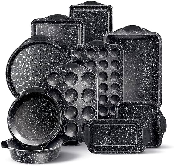 Country Kitchen Nonstick Stackable Bakeware Set - Durable, Easy Release Baking Set, Black, 10 Pcs - Product Image