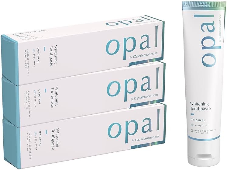 Opalescence Opal Teeth Whitening Toothpaste (Pack of 3) - Cool Mint Original Formula - Oral Care, Gluten-Free - 4.7 Ounce Made by Ultradent -TP-5760-3 - Product Image