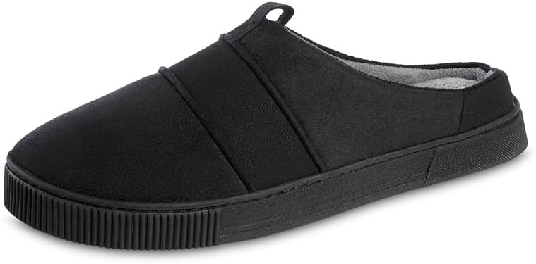 isotoner mens Indoor/Outdoor Slip-on Canvas and Microsuede Emmett Clog Slippers With Memory Foam Comfort - Product Image