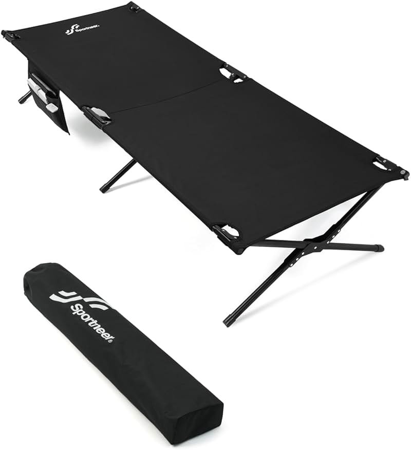 Sportneer Camping Cot: 78.3"x28.7"x14.6" Comfort Cot Bed for Camping Traveling Guest Bed, Sleeping Cots for Adults with Side Pockets & Storage Bag - Ease of Assembly, Support 330 Lbs - Product Image
