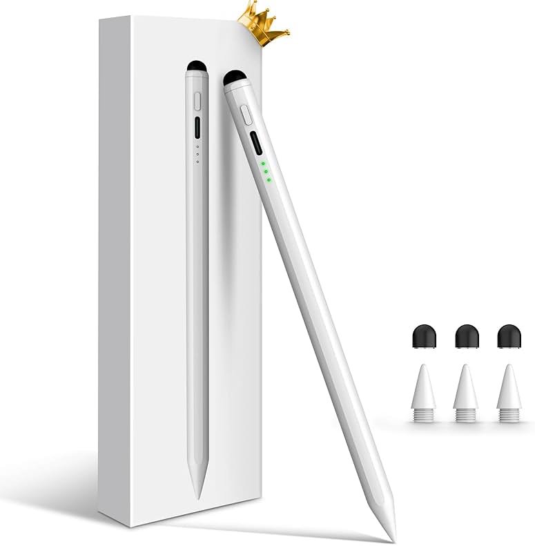 Pencil for Apple iPad 11th/10th/9th, 2X Fast Charge Stylus Pen for iPad, Palm Rejection, Tilt Sensitivity, Compatible with iPad A16/10/9/8/7/6, Pro M4/13/12.9"/11", Air M3/M2/5/4/3, Mini 7/6/5 - Product Image